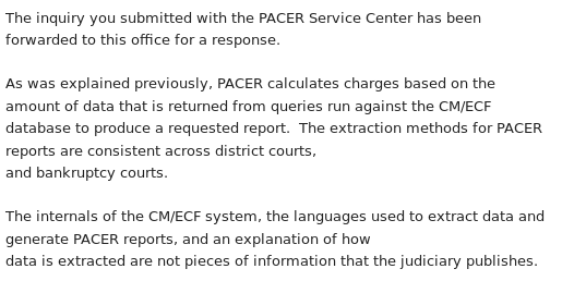 Email from PACER Senior Attorney