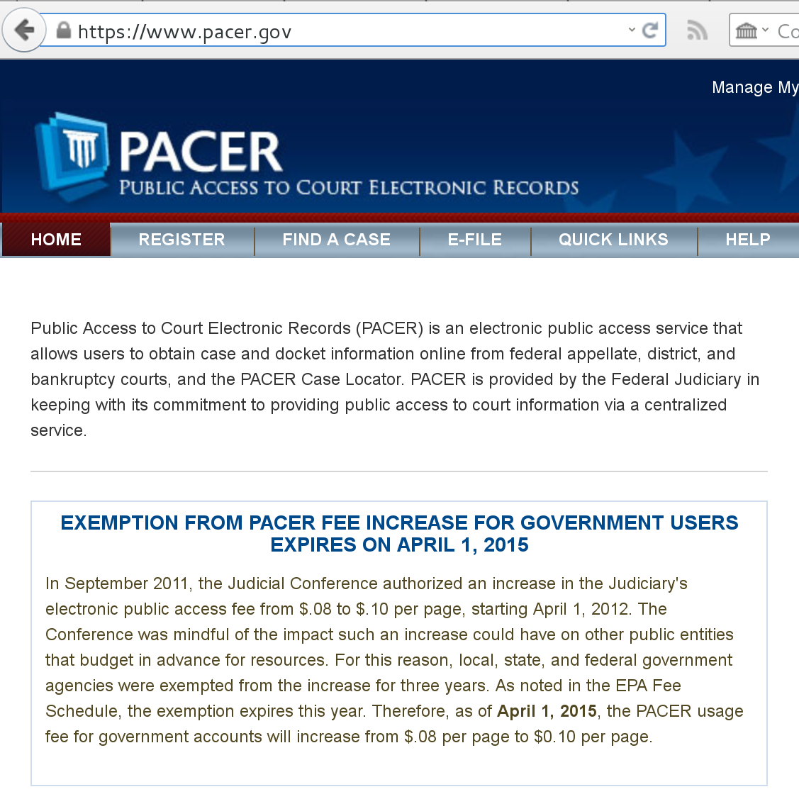 pacer.gov website